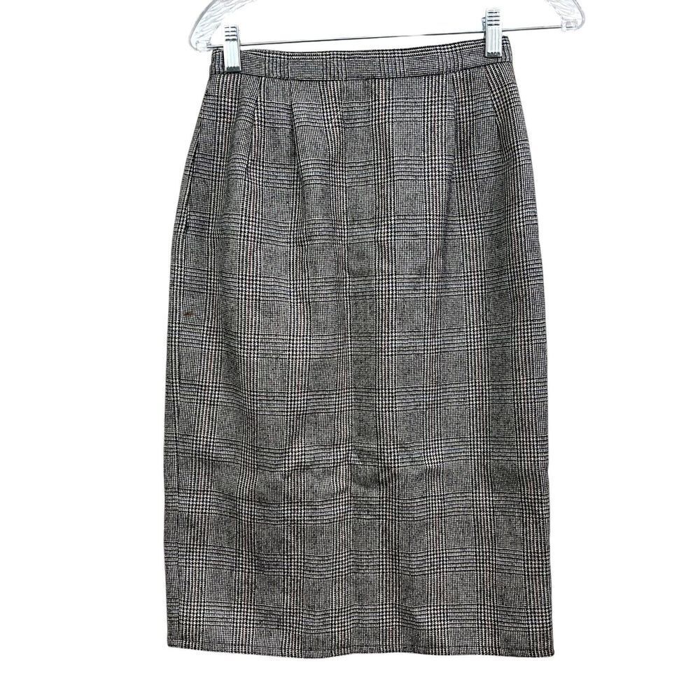 Harve Benard Womens Long Wool Pencil Skirt Plaid Pleated Lined Vented Sz 4*